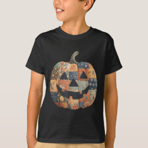 Vintage Halloween Patchwork Pumpkin Quilted Fall A T-Shirt