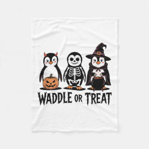 Vintage Halloween Penguin Trick Or Waddle Spooky _ Fleece Blanket