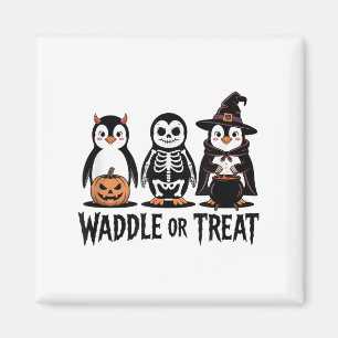 Vintage Halloween Penguin Trick Or Waddle Spooky Magnet
