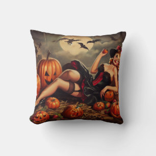 Vintage Halloween Pin Up Cushion