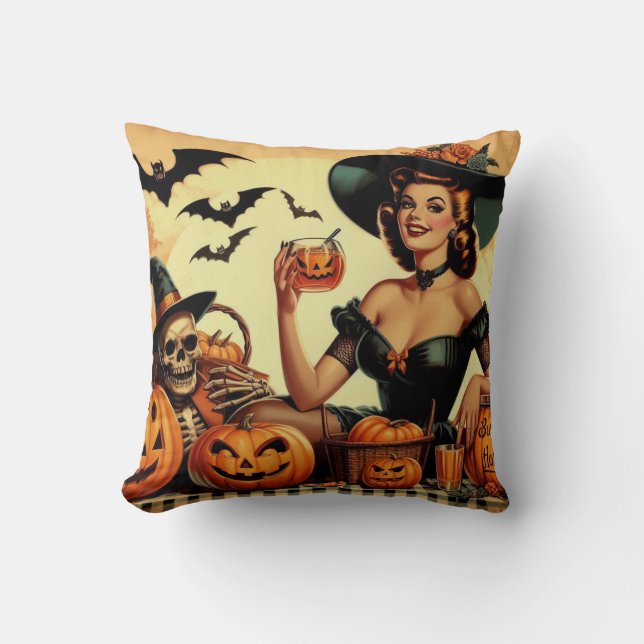 Vintage Halloween Pin-Up Cushion (Front)