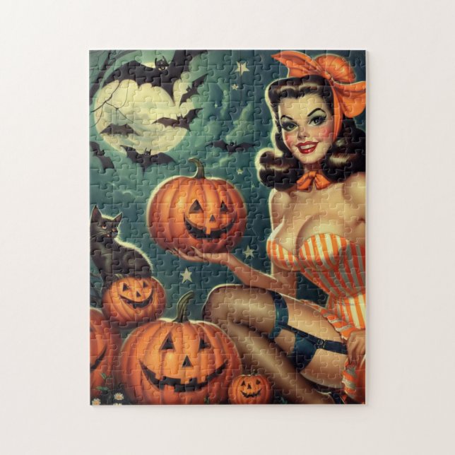 Vintage Halloween Pin Up Jigsaw Puzzle (Vertical)