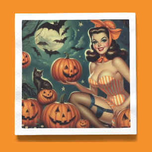 Vintage Halloween Pin Up Napkin