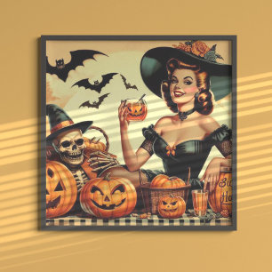 Vintage Halloween Pin-Up Poster
