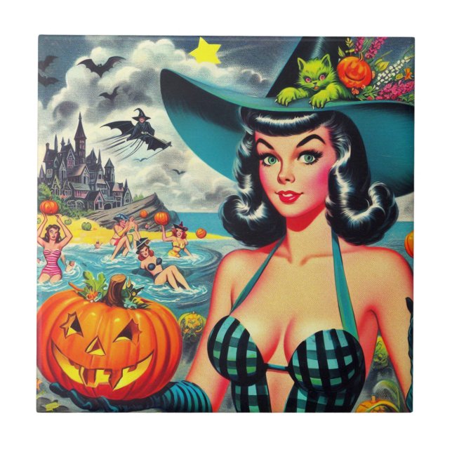 Vintage Halloween Pin-up Tile (Front)