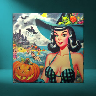 Vintage Halloween Pin-up Tile