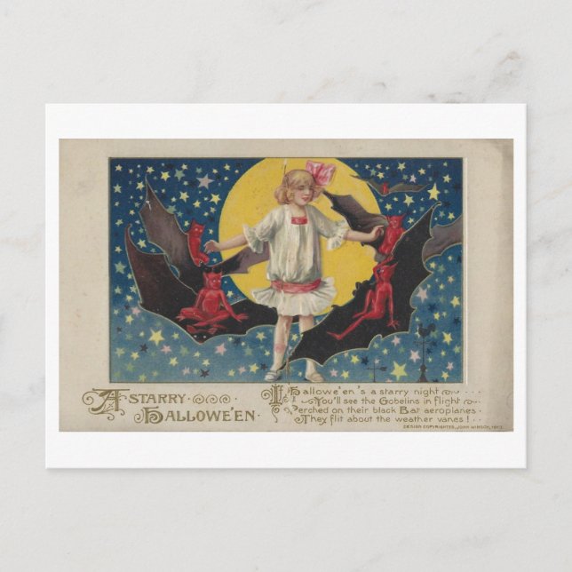 Vintage Halloween Poem Postcard (Front)