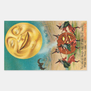 Vintage Halloween Postcard Rectangular Sticker