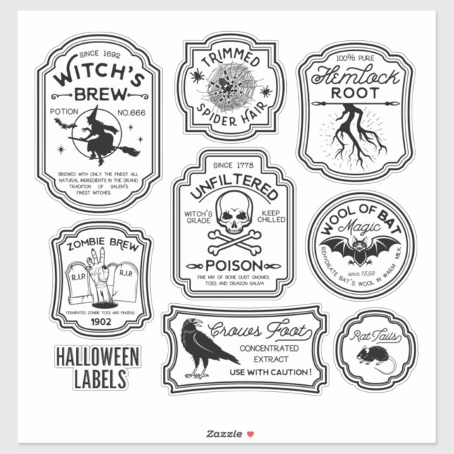Vintage Halloween Potion Label Set (Sheet)