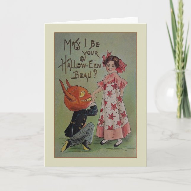 Vintage Halloween Proposal Greeting Card (Front)