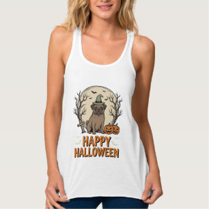 Vintage Halloween Pug Dog Witch Hat Shirt Design_1
