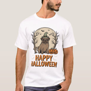 Vintage Halloween Pug Dog Witch Hat Shirt Design_1