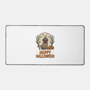 Vintage Halloween Pug Dog Witch Hat Shirt Design_1 Desk Mat