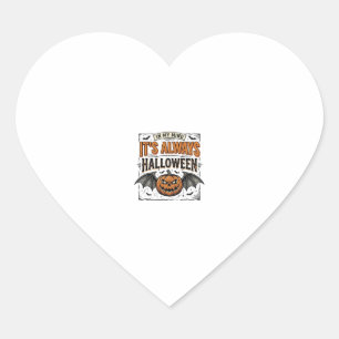 Vintage Halloween Pumpkin Bat Typography Shirt Des Heart Sticker