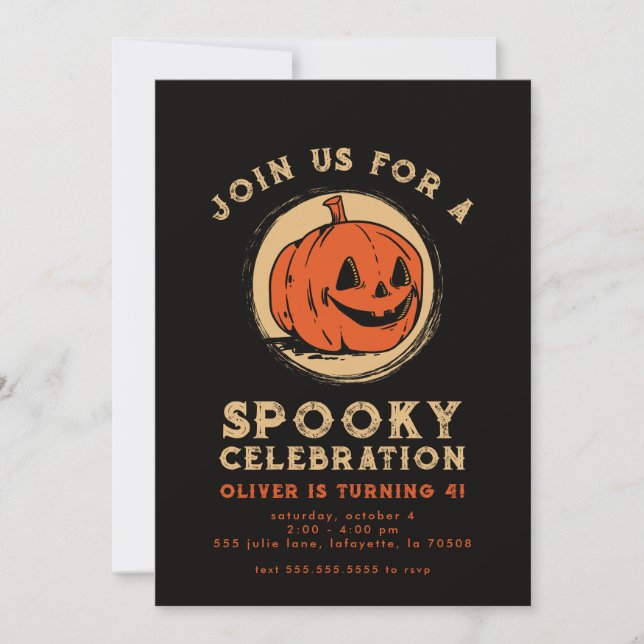 Vintage Halloween Pumpkin Birthday Party  Invitation (Front)