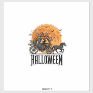 Vintage Halloween Pumpkin Carriage Witch Design_1