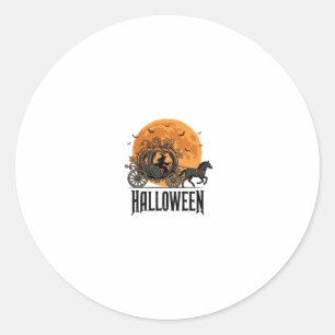 Vintage Halloween Pumpkin Carriage Witch Design_1 Classic Round Sticker