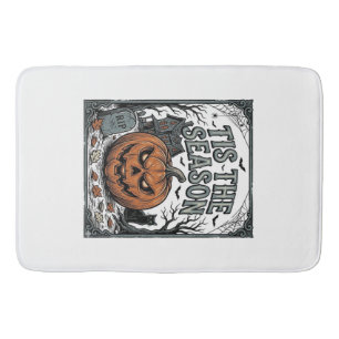Vintage Halloween Pumpkin Cat Tis The Season Shirt Bath Mat