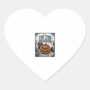 Vintage Halloween Pumpkin Cat Tis The Season Shirt Heart Sticker