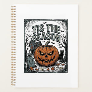 Vintage Halloween Pumpkin Cat Tis The Season Shirt Planner