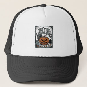 Vintage Halloween Pumpkin Cat Tis The Season Shirt Trucker Hat