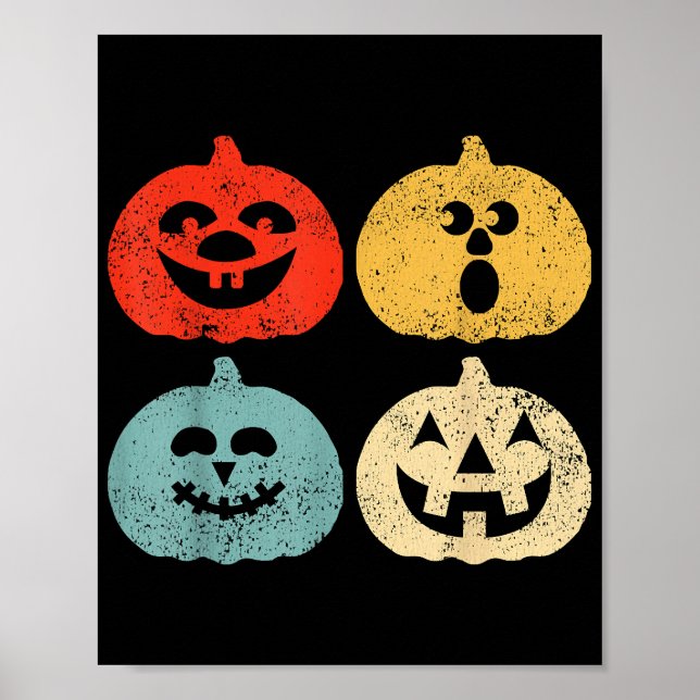 Vintage Halloween Pumpkin Funny Retro Gift Poster (Front)