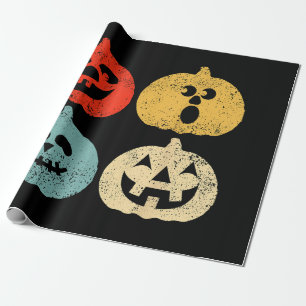 Vintage Halloween Pumpkin Funny Retro Gift Wrapping Paper