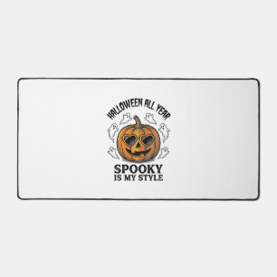 Vintage Halloween Pumpkin Ghost Engraving Shirt_1 Desk Mat