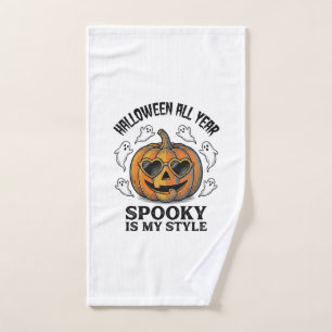 Vintage Halloween Pumpkin Ghost Engraving Shirt_1 Hand Towel