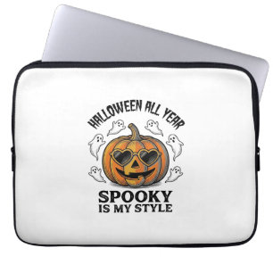 Vintage Halloween Pumpkin Ghost Engraving Shirt_1 Laptop Sleeve