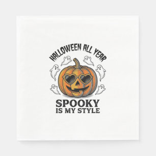 Vintage Halloween Pumpkin Ghost Engraving Shirt_1 Napkin