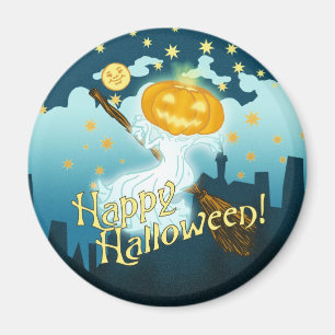 Vintage Halloween Pumpkin Ghost Magnet