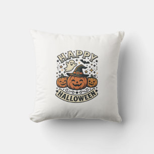 Vintage Halloween Pumpkin Ghost Shirt Design_1 Cushion