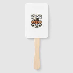 Vintage Halloween Pumpkin Ghost Shirt Design_1 Hand Fan