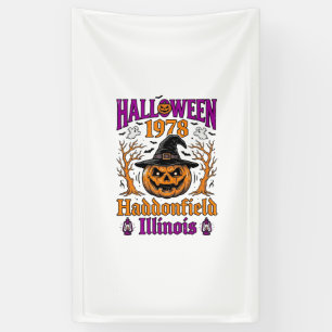 Vintage Halloween Pumpkin Haddonfield Illinois Shi Banner