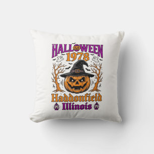 Vintage Halloween Pumpkin Haddonfield Illinois Shi Cushion