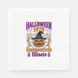 Vintage Halloween Pumpkin Haddonfield Illinois Shi Napkin