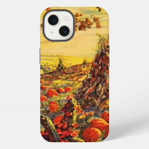 Vintage Halloween Pumpkin Patch with Haystacks iPhone 13 Case