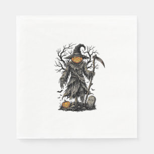 Vintage Halloween Pumpkin Scarecrow Shirt Design_1 Napkin