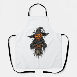 Vintage Halloween Pumpkin Scarecrow Witch Shirt De Apron