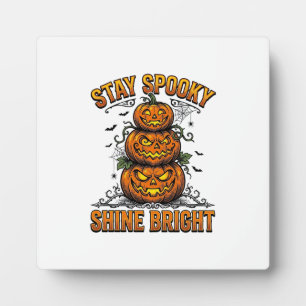 Vintage Halloween Pumpkin Spooky Bright Shirt Desi Plaque