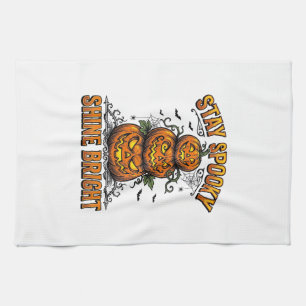 Vintage Halloween Pumpkin Spooky Bright Shirt Desi Tea Towel
