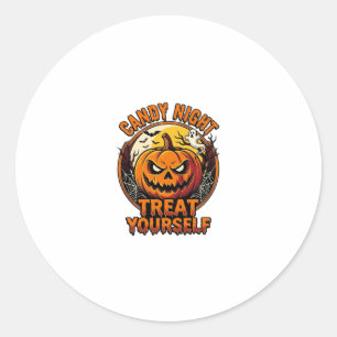 Vintage Halloween Pumpkin Treat Yourself Shirt_1 Classic Round Sticker