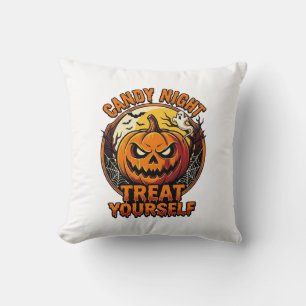 Vintage Halloween Pumpkin Treat Yourself Shirt_1 Cushion