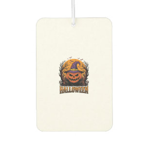 Vintage Halloween Pumpkin Witch Hat Graphic_1 Car Air Freshener