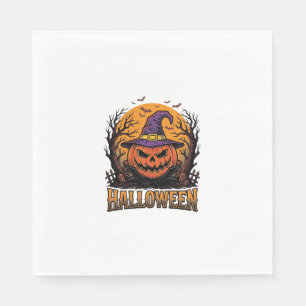 Vintage Halloween Pumpkin Witch Hat Graphic_1 Napkin