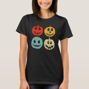 Vintage Halloween Pumpkin Women Men Kids Retro T-Shirt