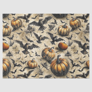 Vintage Halloween Pumpkins Bats Crows Autumn Tissue Paper