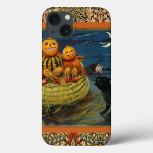 Vintage Halloween Pumpkins Black Cat iPhone 13 Case