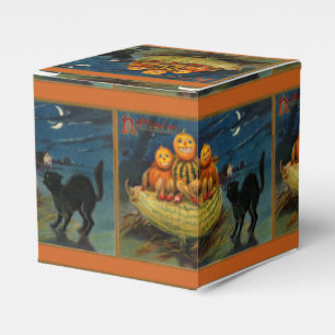 Vintage Halloween Pumpkins Black Cat Favour Box